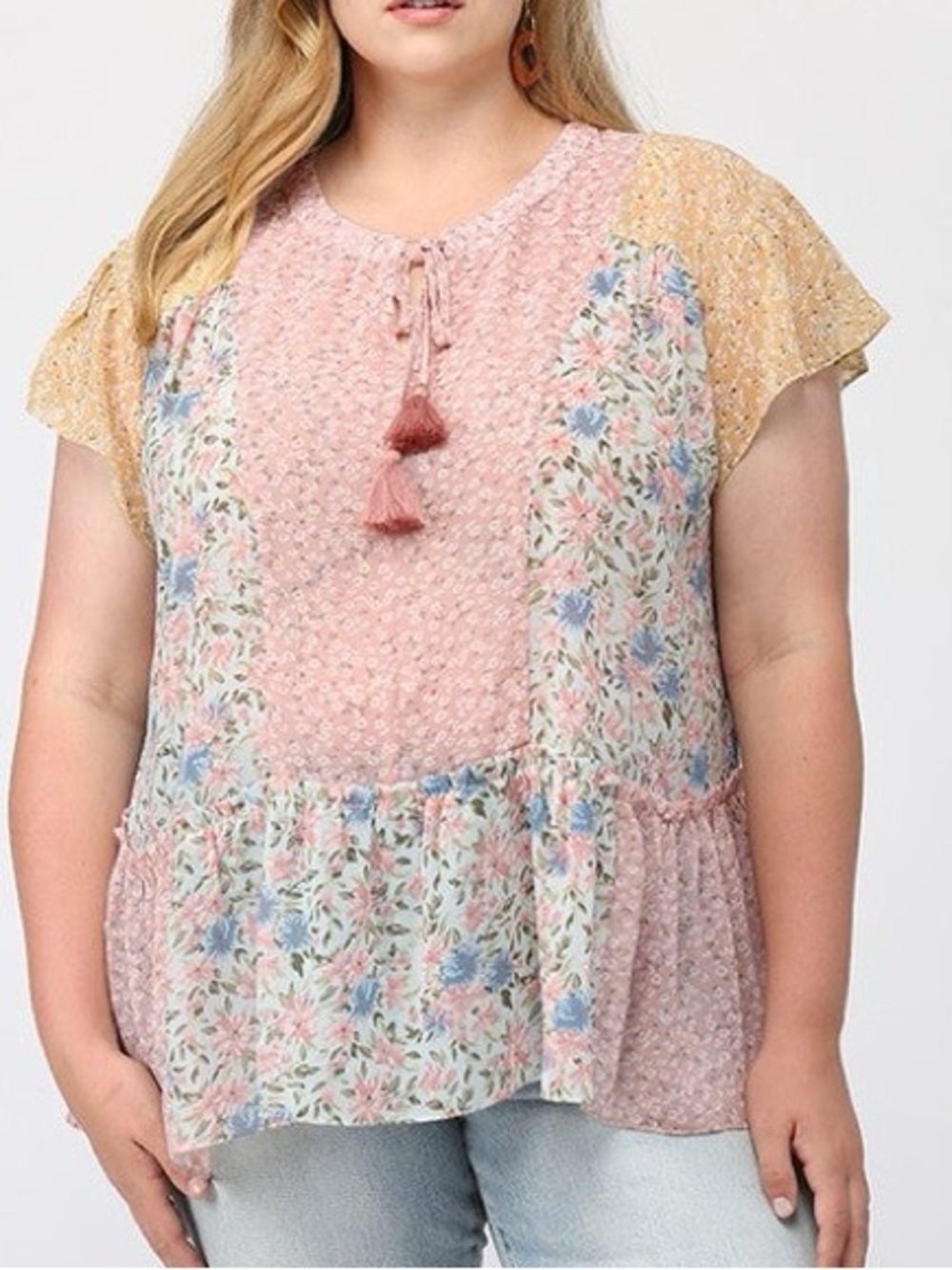GiGiO Women's Pink and Yellow Floral Blouse